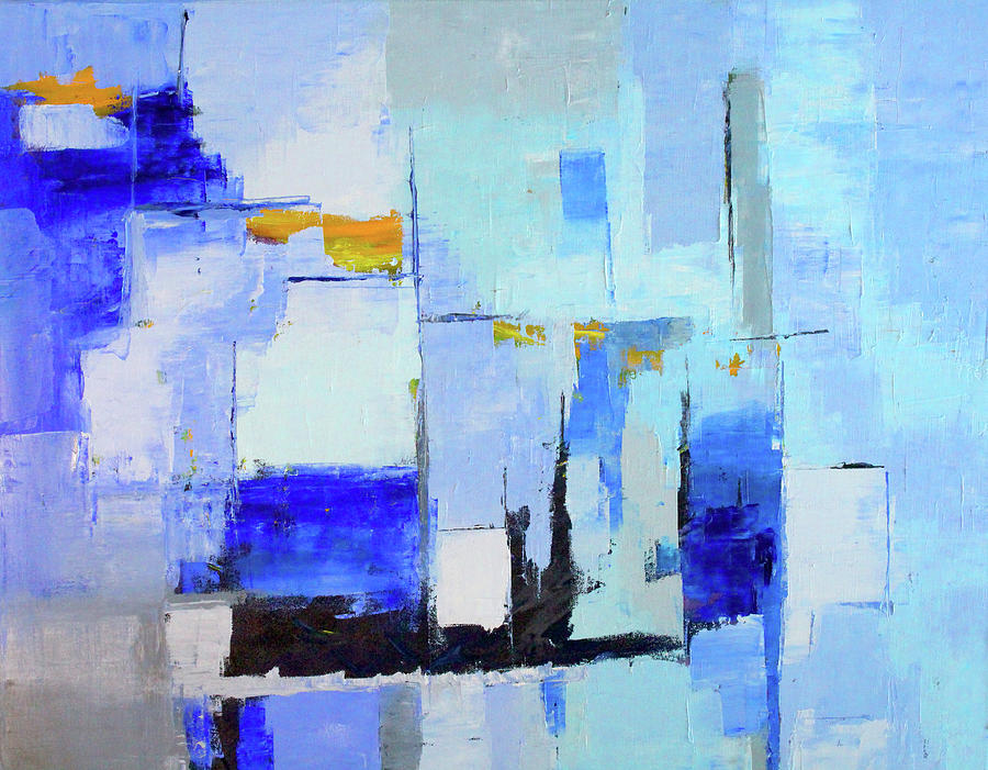 Geometric Abstract Painting - Blue Note One by Nancy Merkle