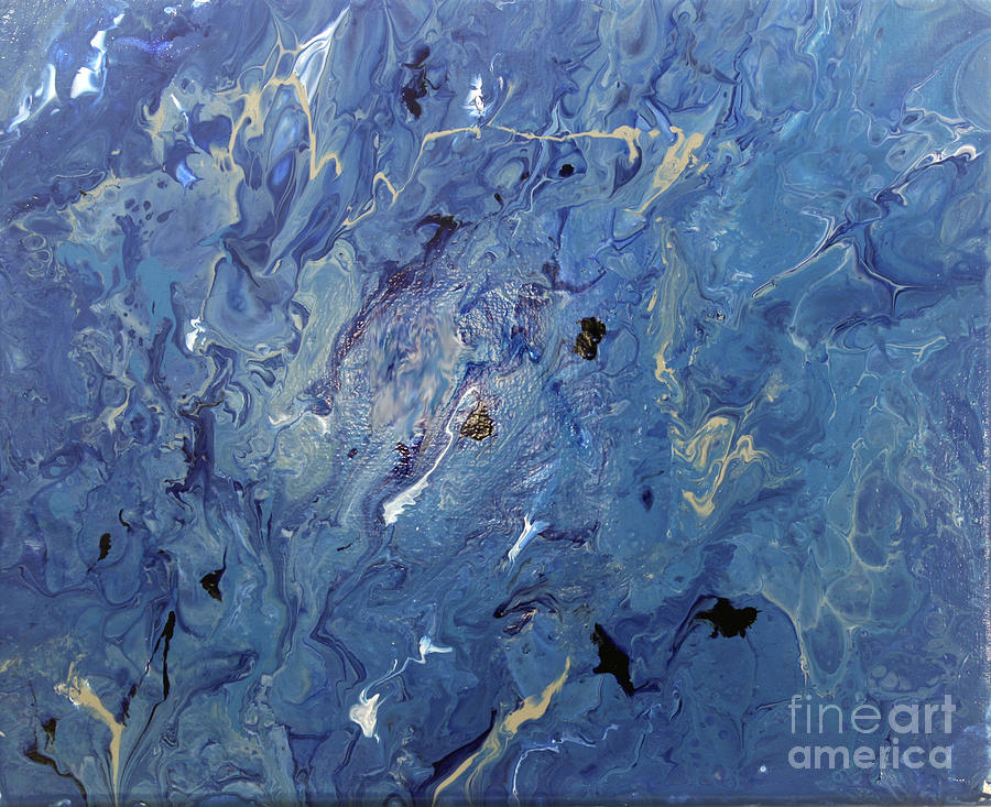 Blue Ocean Acrylic Pour Painting by Donna Walsh