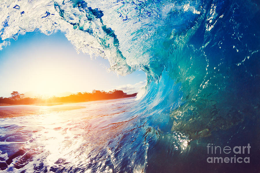 Tide Photograph - Blue Ocean Wave Crashing At Sunrise by Epicstockmedia Tide Photograph - Blue Ocean Wave Crashing At Sunrise by Epicstockmedia