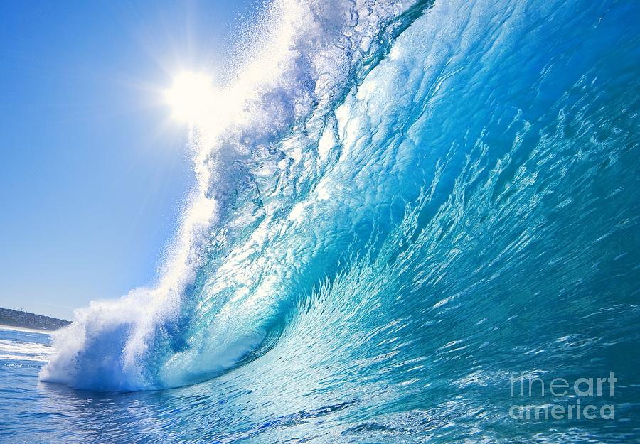 Sunshine Photograph - Blue Ocean Wave by Epicstockmedia Sunshine Photograph - Blue Ocean Wave by Epicstockmedia