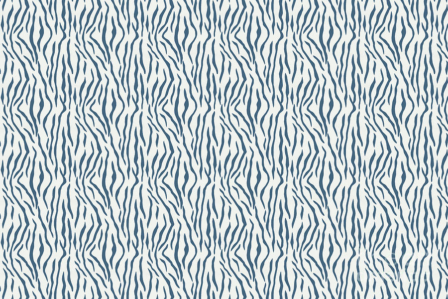 Abstract Digital Art - Blue Off White Bold Tiger Stripes Pattern Inspired by Chinese Porcelain PPG1160-6 Delicate White by PIPA Fine Art - Simply Solid
