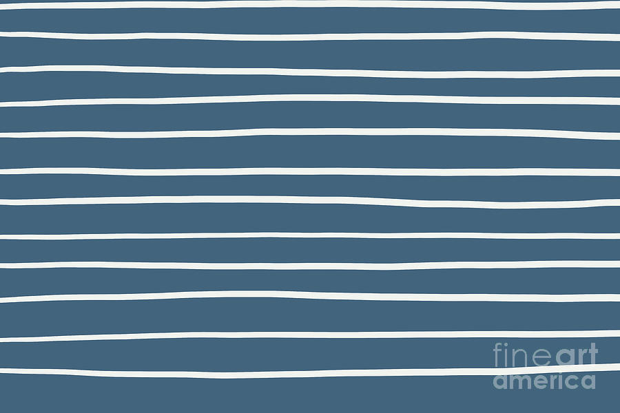 Abstract Digital Art - Blue Off White Thin Hand Drawn Line Pattern Inspired by Delicate White PPG1001-1 Chinese Porce by PIPA Fine Art - Simply Solid