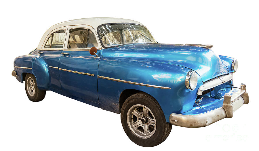 Blue, Old And American Car Photograph