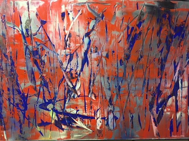 Blue On Red Painting by Greg Powell