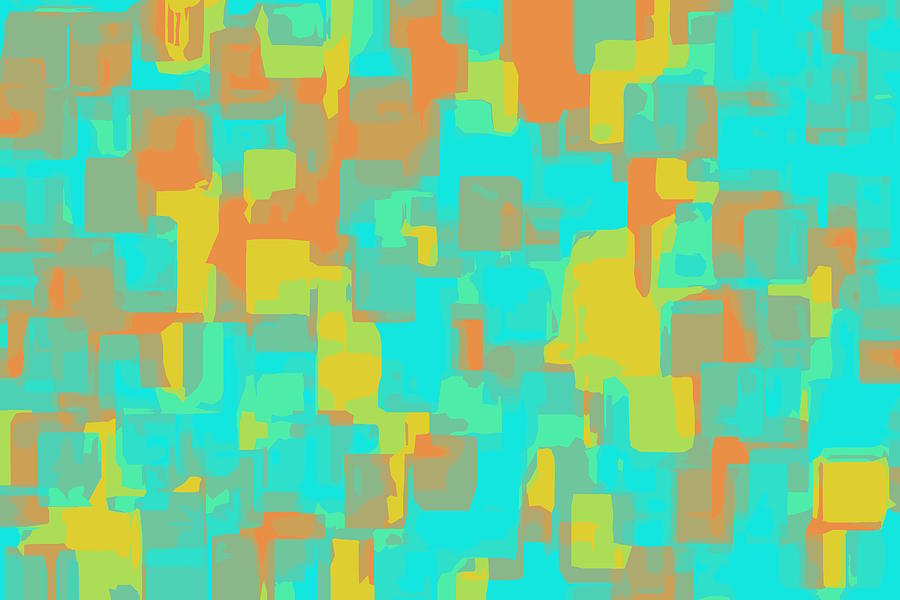 Blue Orange And Yellow Square Pattern Abstract Background Painting