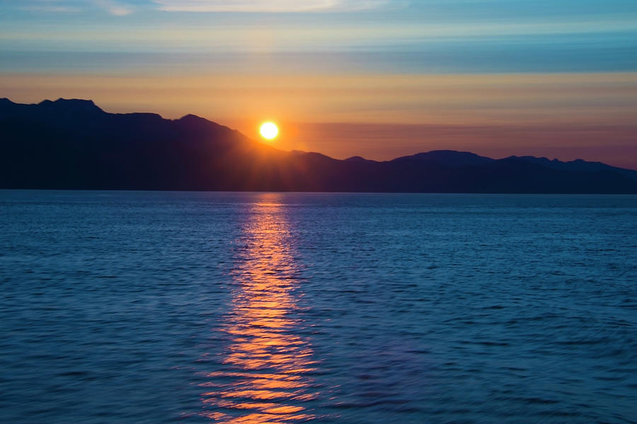 Blue Orange Sunset Inside Passage Alaska by Yulia Kazansky Blue Orange Sunset Inside Passage Alaska by Yulia Kazansky