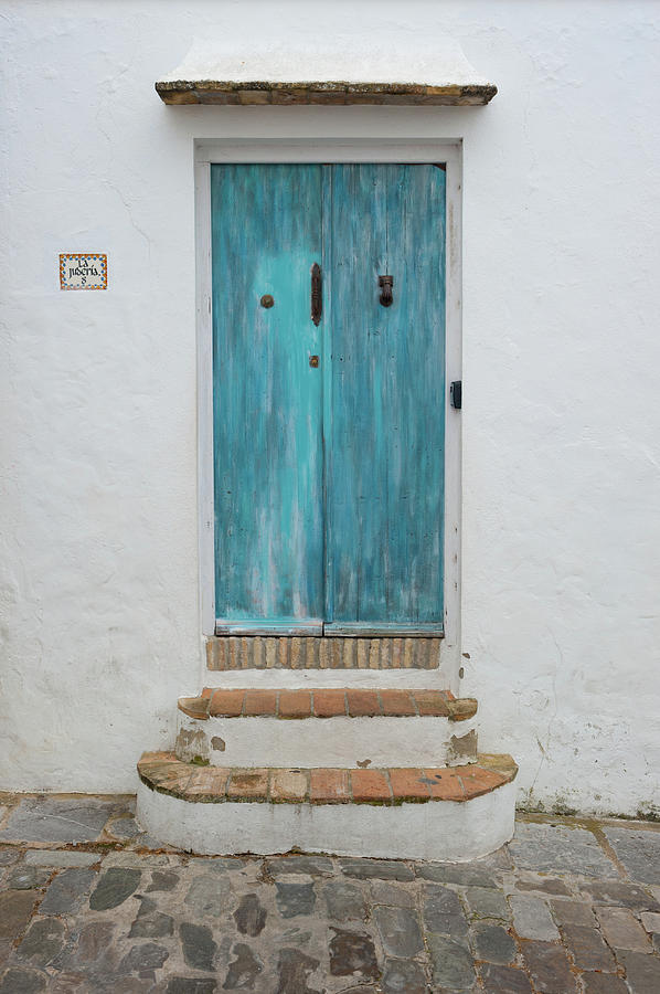 Blue Painted Spanish Door Photograph by Helen Jackson