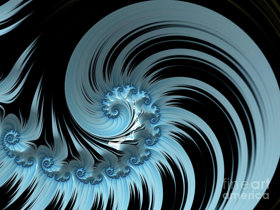 Abstract Digital Art - Blue Painted Spiral by Elisabeth Lucas