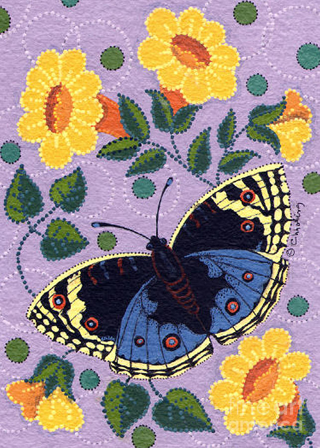 Butterfly Painting - Blue Pansy Buckeye Butterfly by Chholing Taha