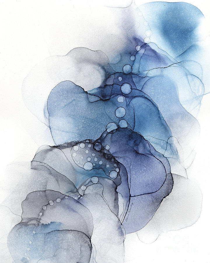 Blue Petal Dots Whispy Abstract Painting Painting by Alissa Beth Photography