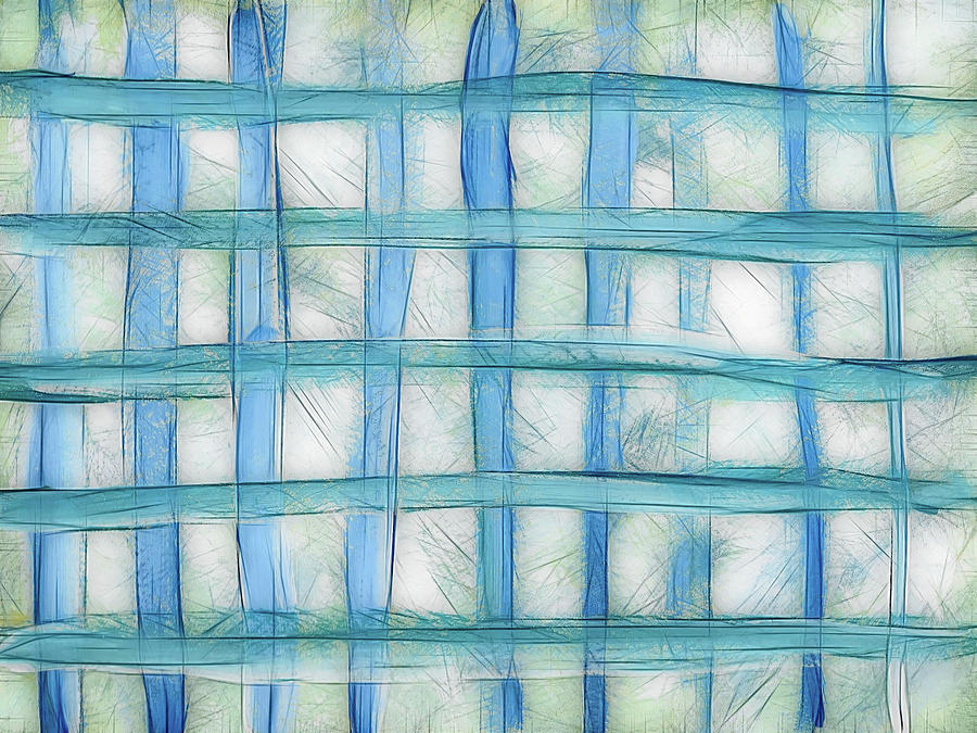Abstract Painting - Blue Plaid by Heather Buechel