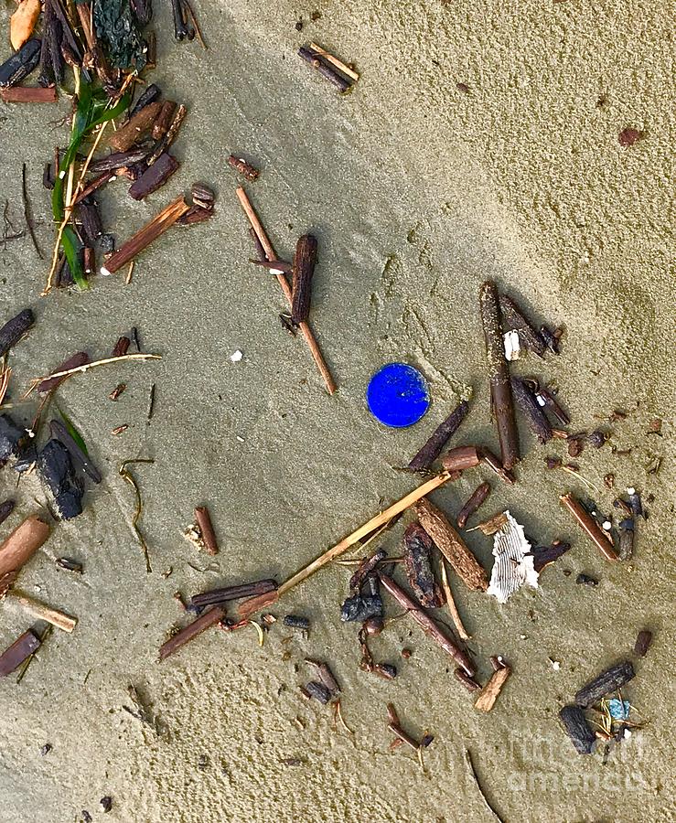 Blue Plastic on Sand Photograph by Suzanne Lorenz