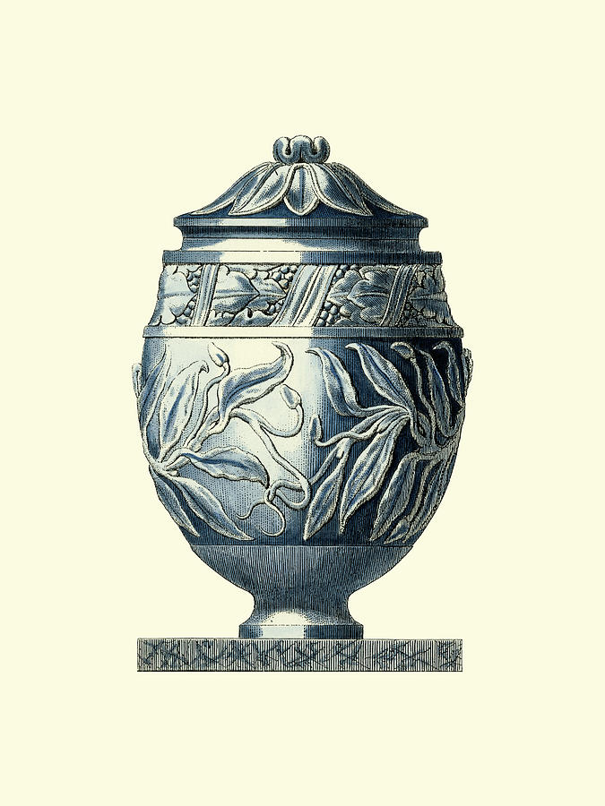 Vase Painting - Blue Porcelain Urn Iv by Vision Studio