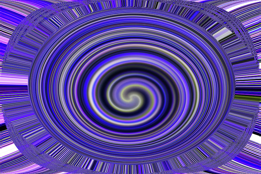 Blue Purple Spiral Oval Abstract Digital Art by Tom Janca