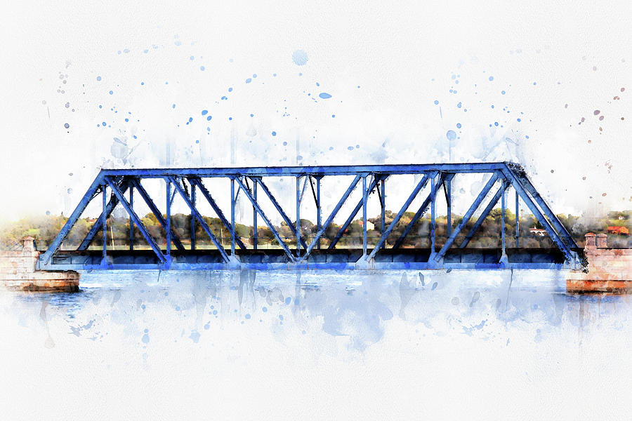 Architecture Digital Art - Blue Railway Bridge over the Odiaxere River by Western Exposure