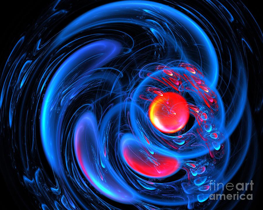 Primary Colors Digital Art - Blue Red Molecule by Kim Sy Ok