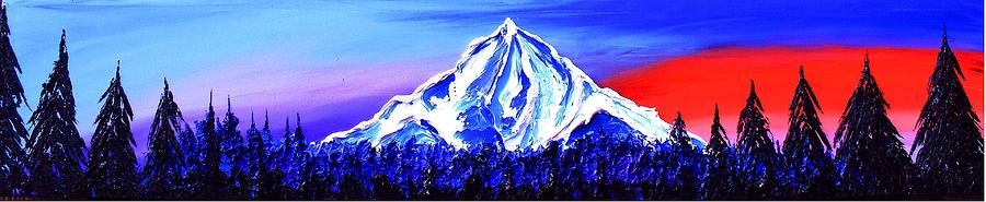 Blue Red Skys Of Mount Hood Painting by James Dunbar