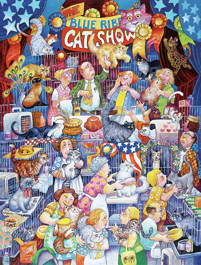 Breeders Painting - Blue Ribbon Cat Show by Bill Bell