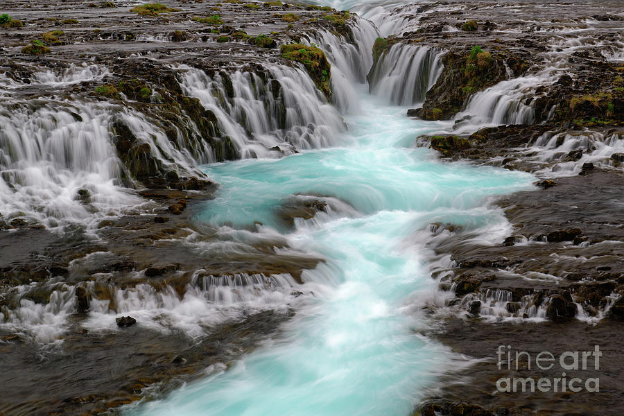 Beautiful Blue Bruarfoss Waterfall in Iceland Photograph by Tom Schwabel