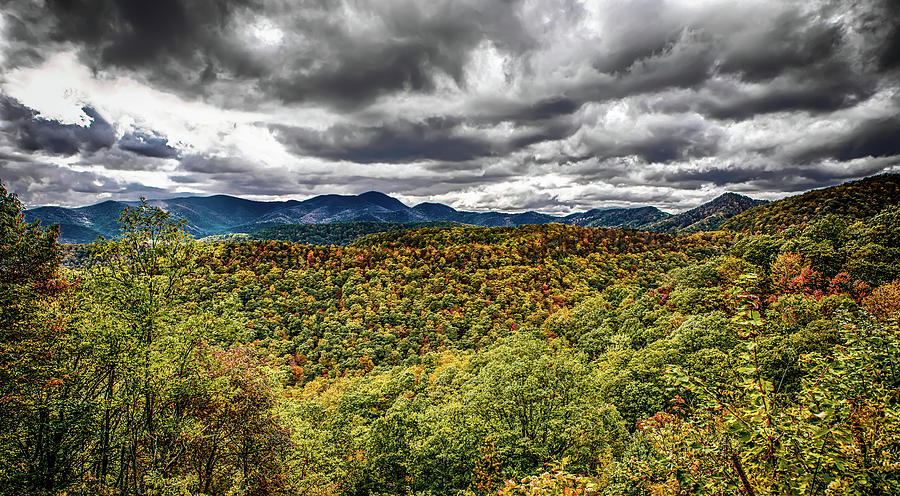Blue Ridge And Smoky Mountains Changing Color In Fall Photograph by Alex Grichenko