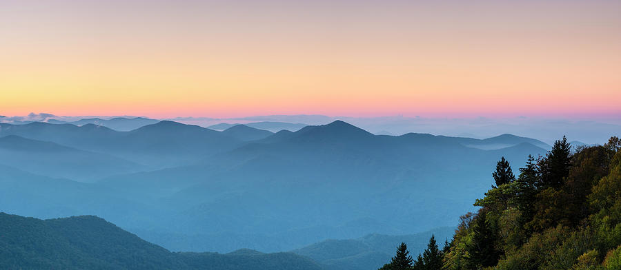 Mountain Photograph - Blue Ridge Mountains From Waterrock Knob At Dawn, Blue Ridge Parkway, North Carolina, United States by Cavan Images