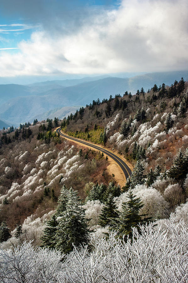 Blue Ridge Parkway Asheville NC Winter Road Photograph by Robert Stephens