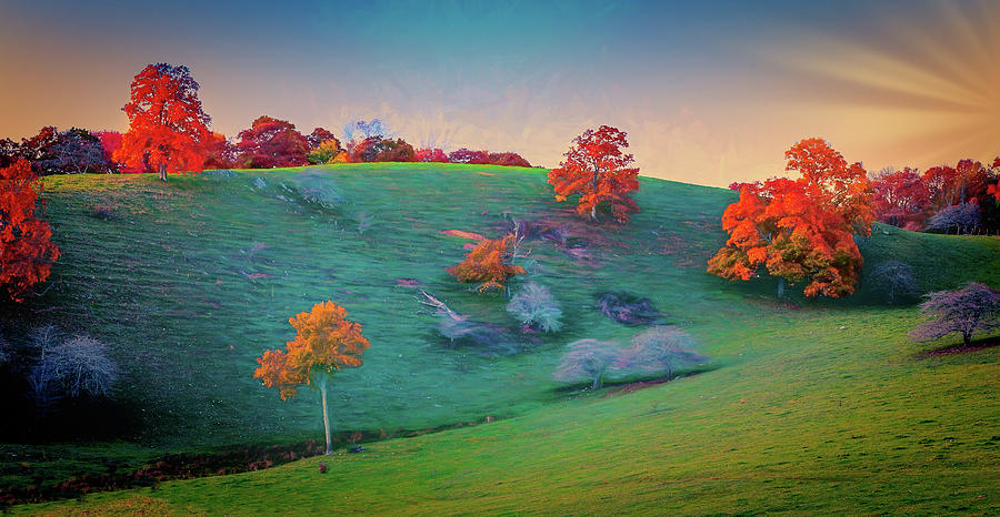 Blue Ridge Parkway Autumn Hilltop FX Digital Art by Dan Carmichael