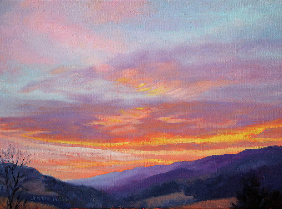 Blue Ridge Sunrise - Morning in Rocky Gap, Bland County Virginia Painting by Bonnie Mason