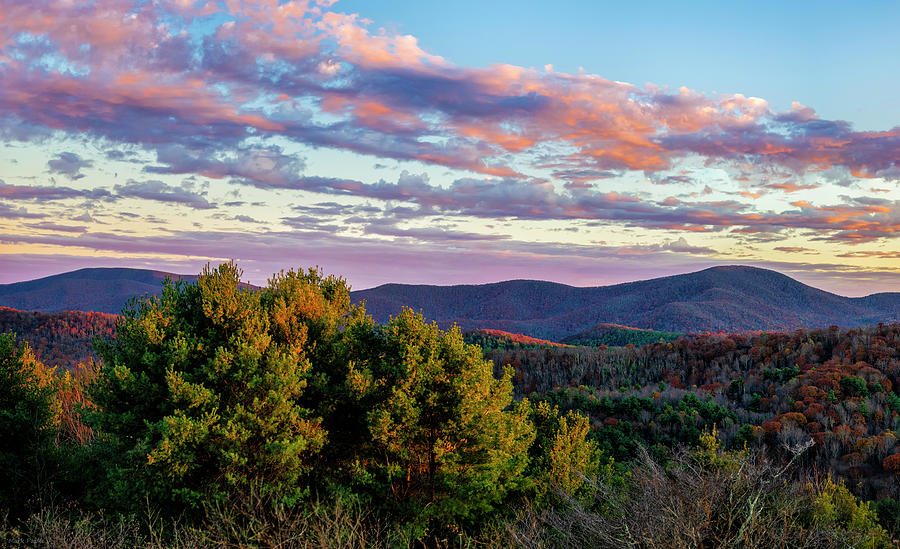 Fall Photograph - Blue Ridge Mountain Sunset  by Mark Papke