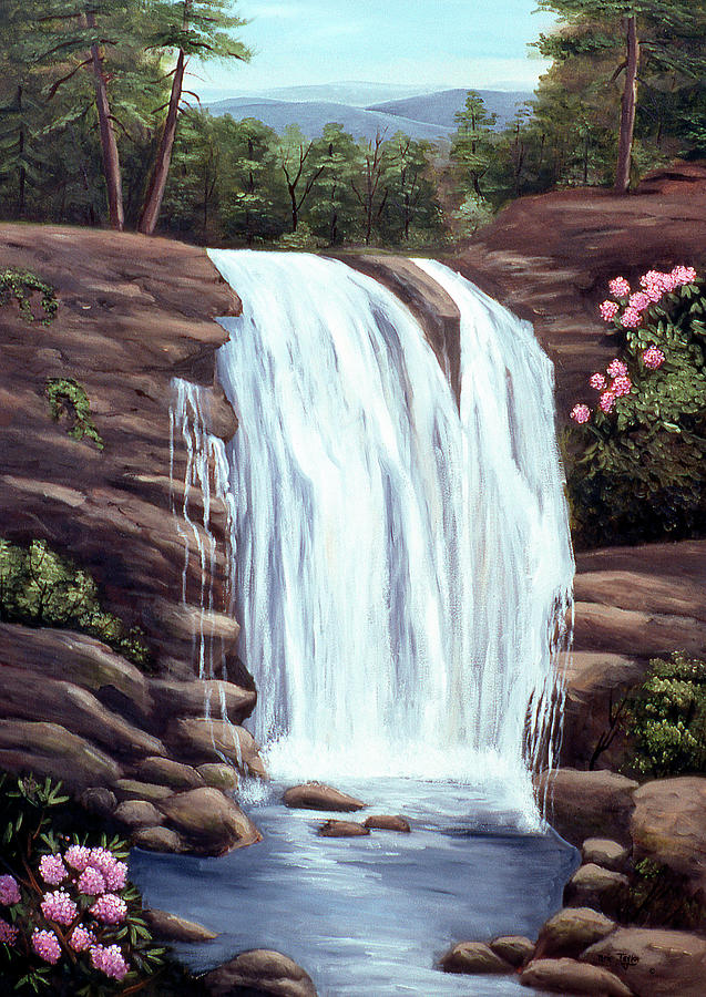 Mountain Painting - Blue Ridge Waterfall by Arie Reinhardt Taylor