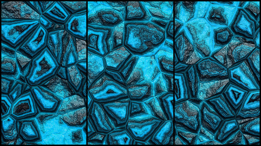 Blue Rough Stone Wall Triptych Digital Art by Don Northup