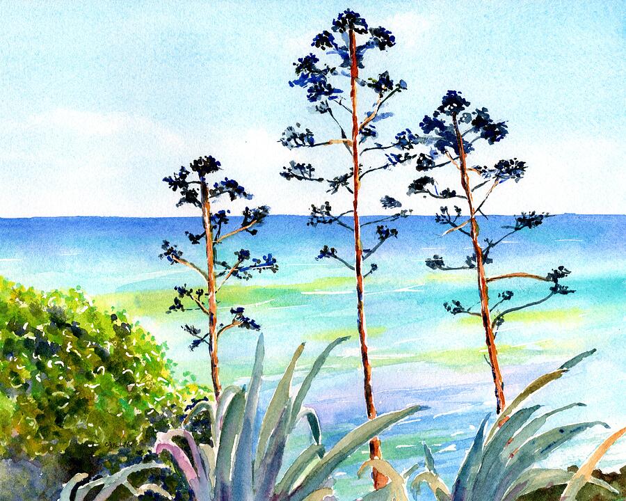 Blue Sea and Agave Painting by Carlin Blahnik CarlinArtWatercolor