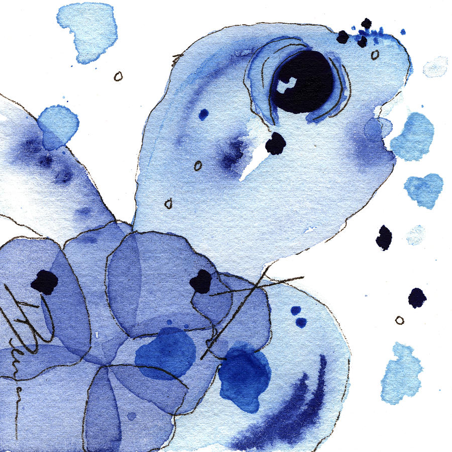 Blue Sea Turtle Painting by Dawn Derman