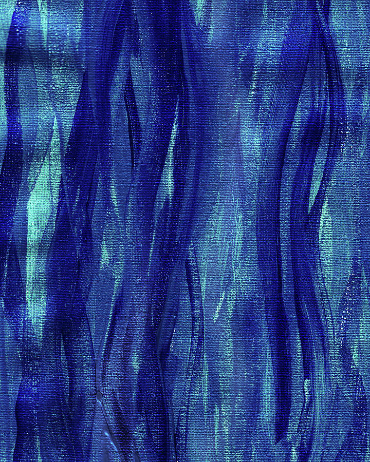 Blue Seaweed Abstract Organic Lines I Painting