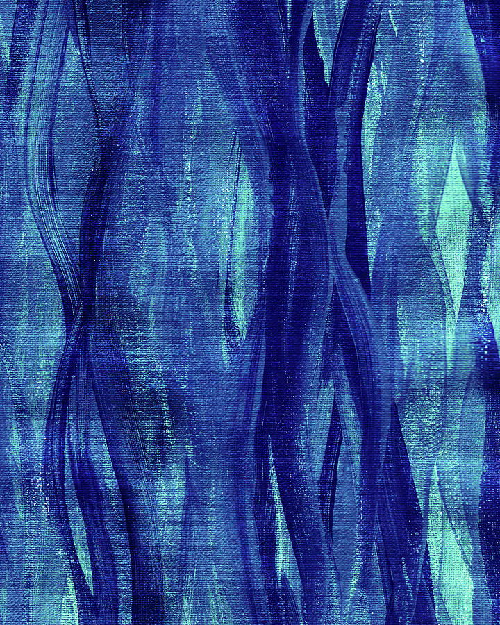 Blue Seaweed Abstract Organic Lines II Painting