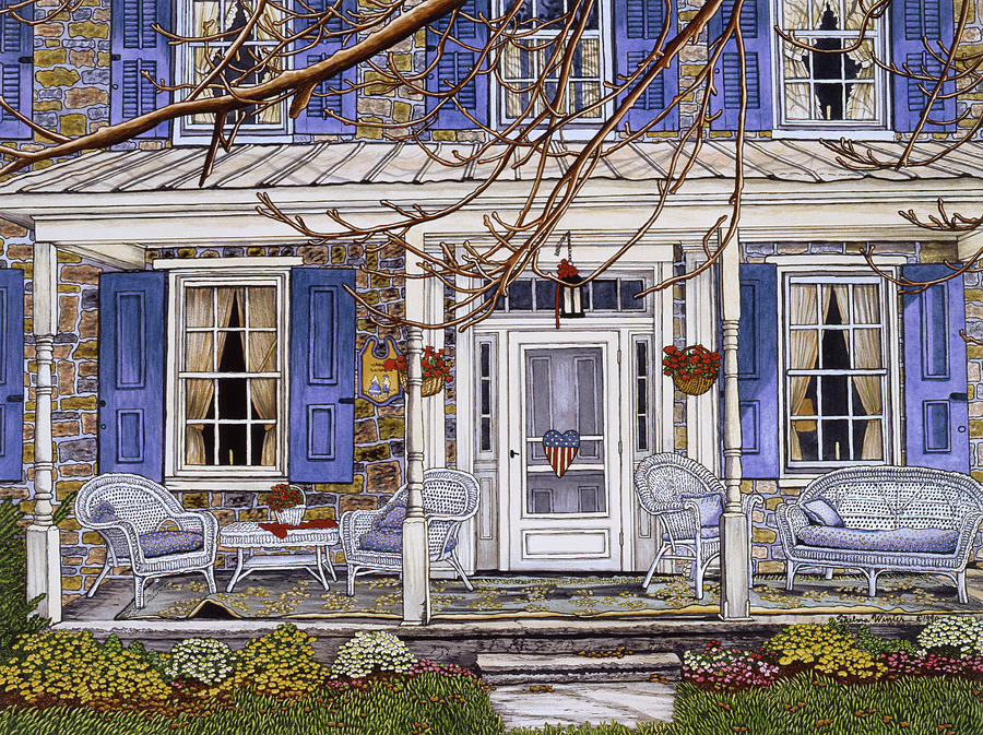 Trend Painting - Blue Shutters by Thelma Winter