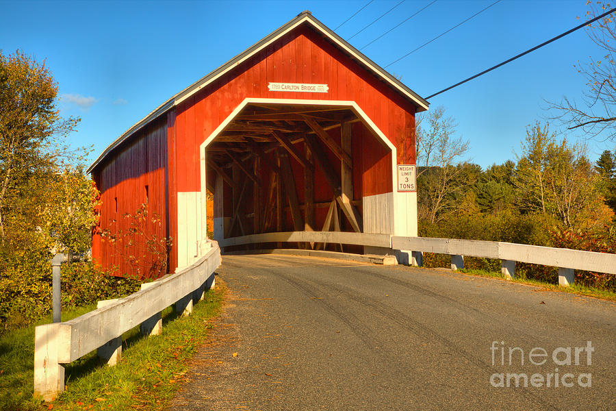Blue Skies Over The Carleton Covered Bridge Photograph by Adam Jewell