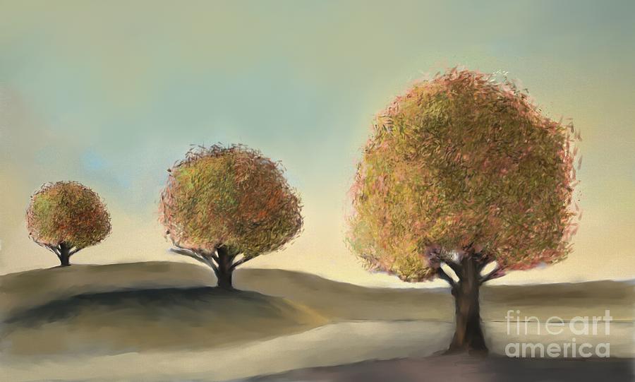Blue Sky and Trees Painting by Ana Borras