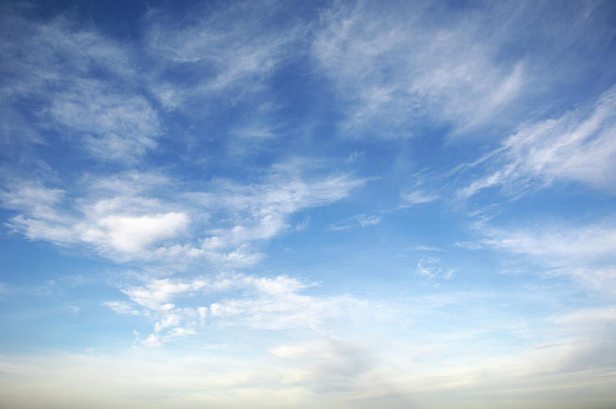 Blue Sky With Fluffy Clouds Photograph by Acilo
