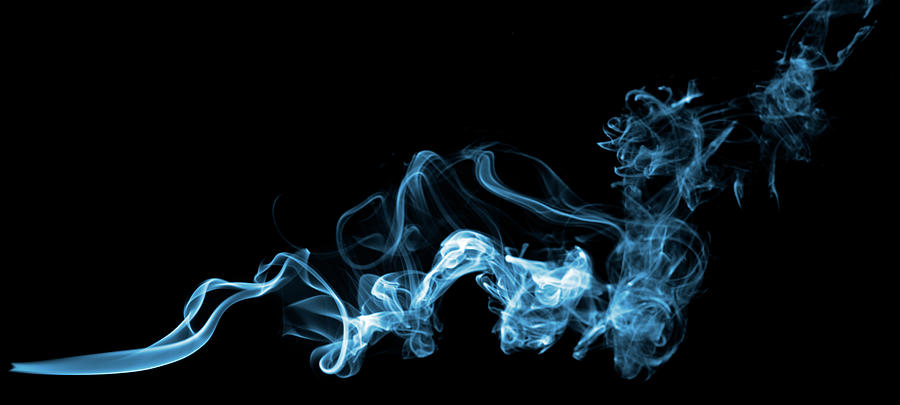 Blue Smoke On Black Background Photograph by Luvo