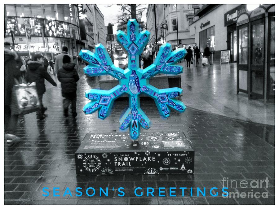 Blue Snowflake Greeting Photograph by Joan-Violet Stretch