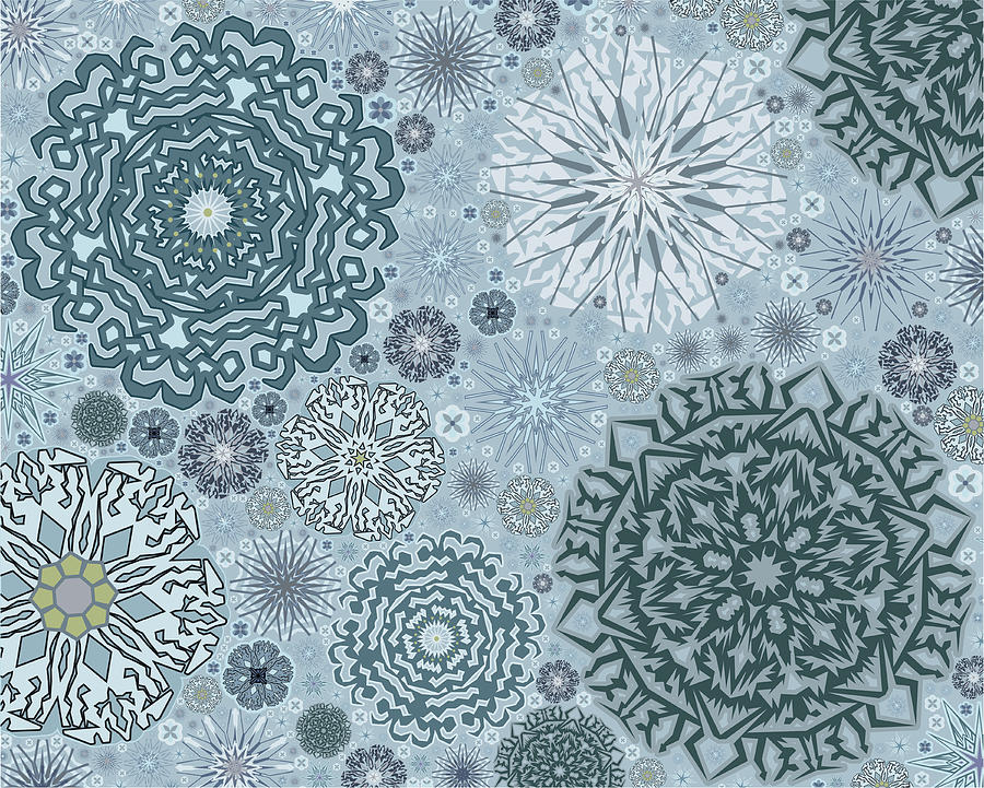 Blue Snowflake Pattern Digital Art by Bodhi Hill