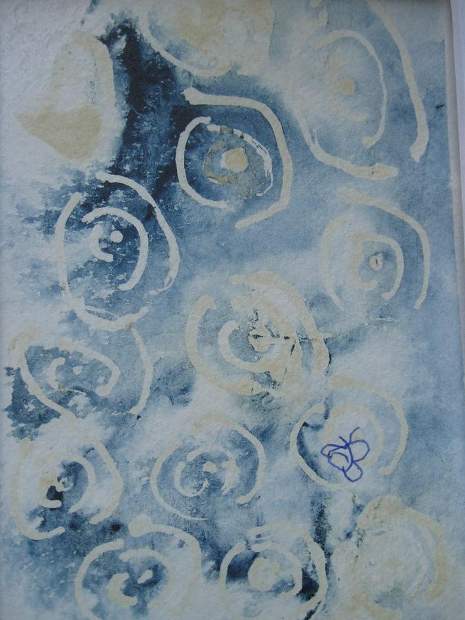 Blue Drawing - Blue Spirals by AJ Brown