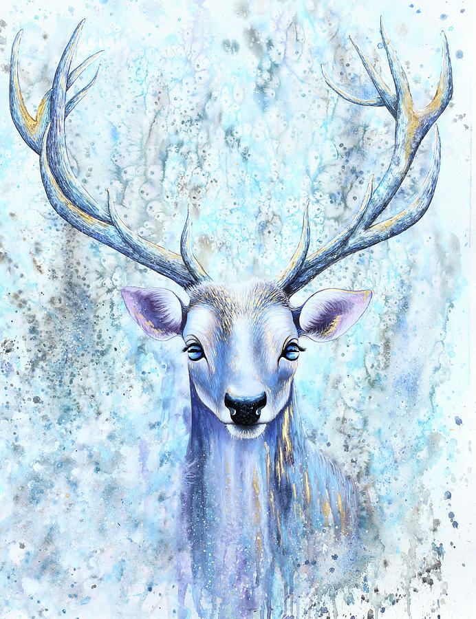 Animal Painting - Blue Spirit Deer by Michelle Faber
