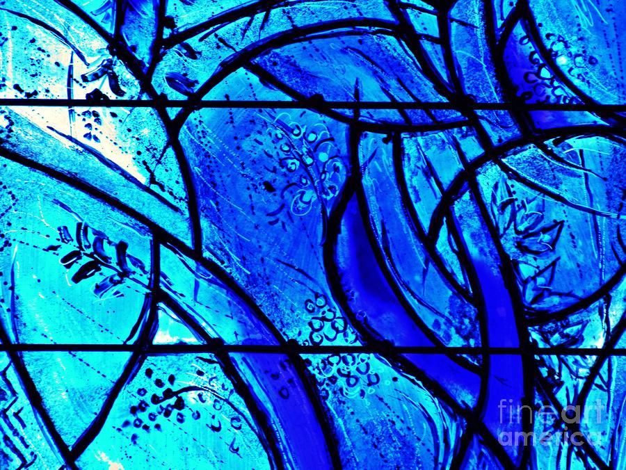 Blue Stained Glass Detail 1  Photograph by Sarah Loft