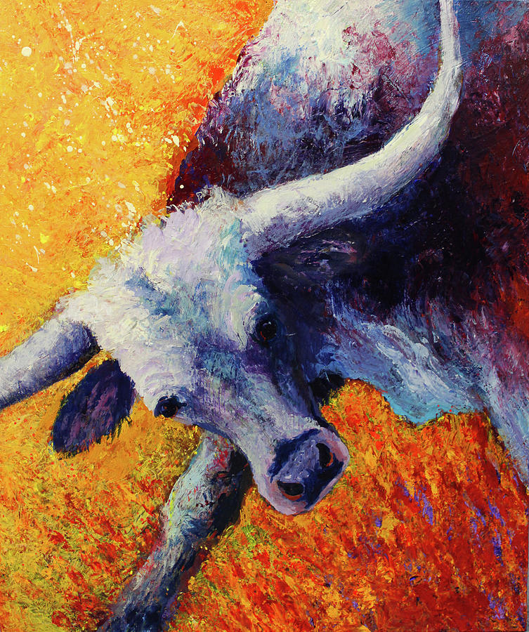 Blue Steer Painting by Marion Rose - Fine Art America