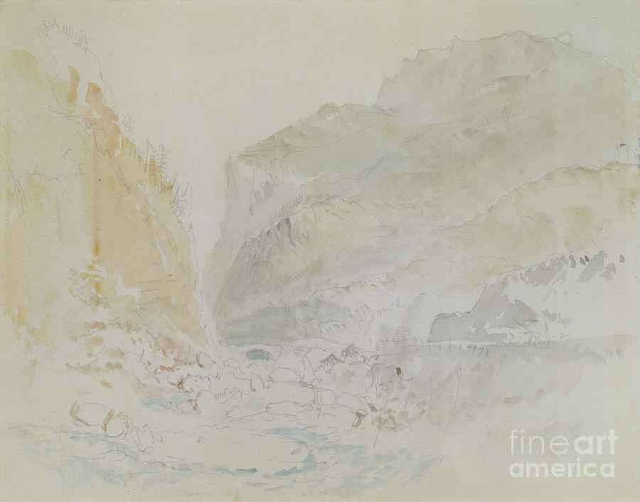 Blue Stream, St Gothard Watercolor By Turner Painting by Joseph Mallord William Turner