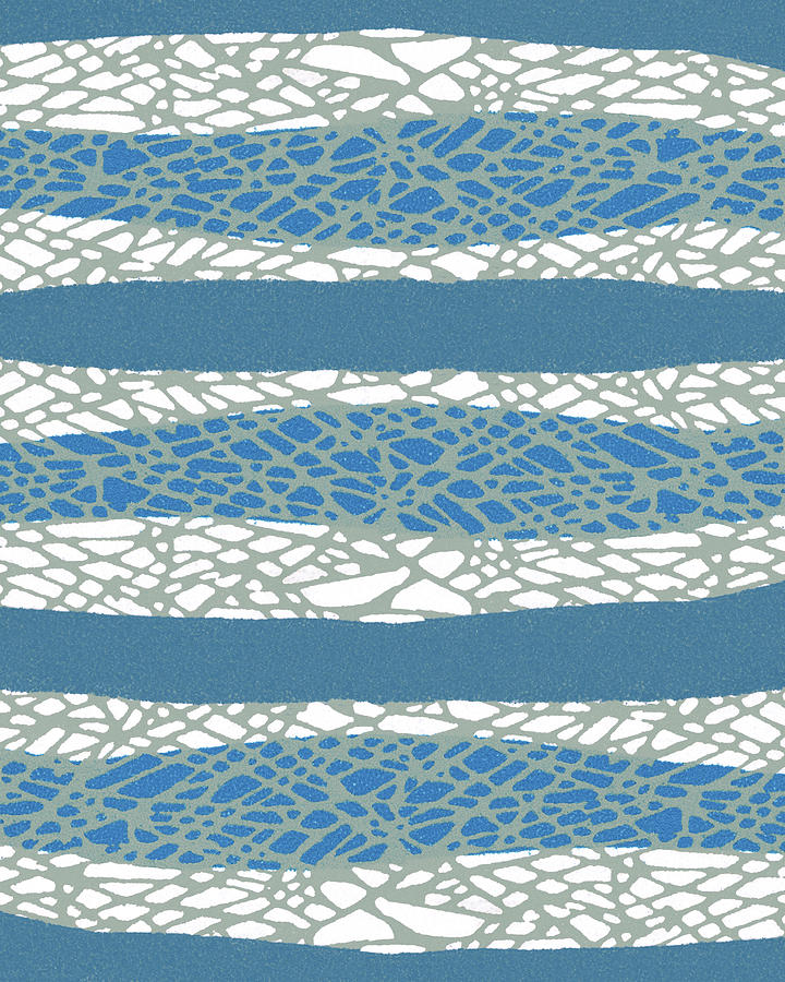 Vintage Drawing - Blue Stripe Pattern by CSA Images
