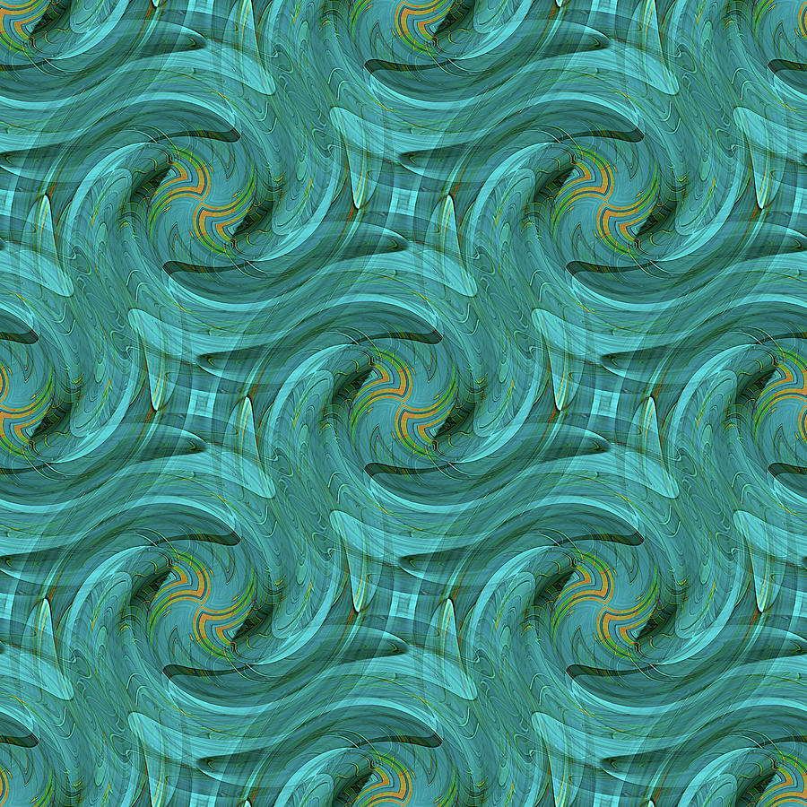 Abstract Digital Art - Blue Swirl Repeat by David Manlove
