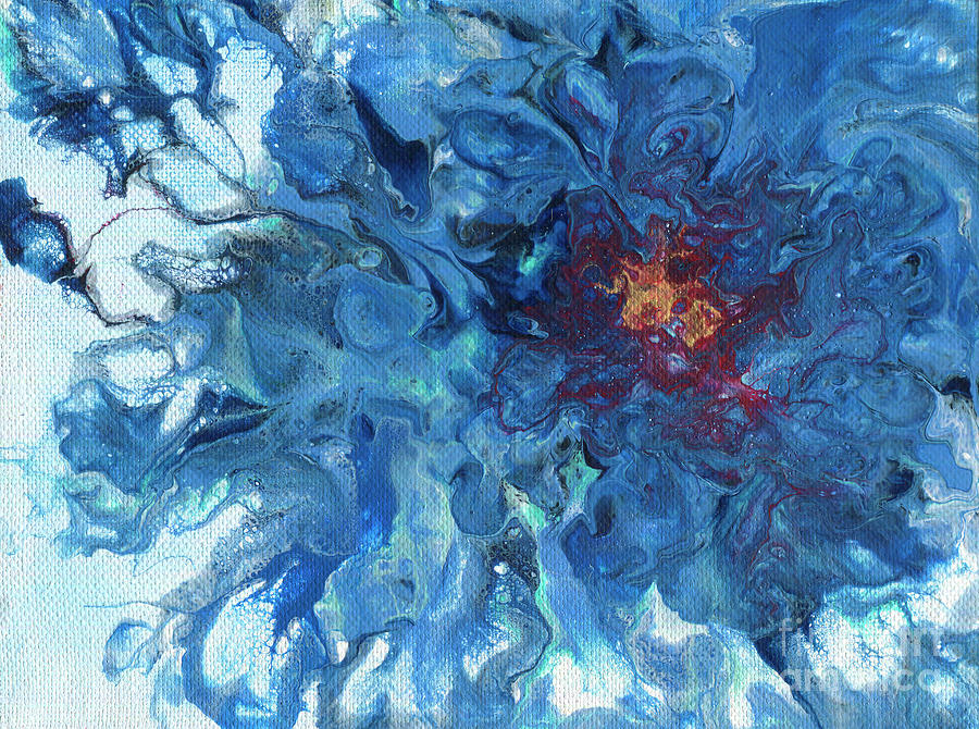 Blue Swirling Anemone Painting by Marlene Book